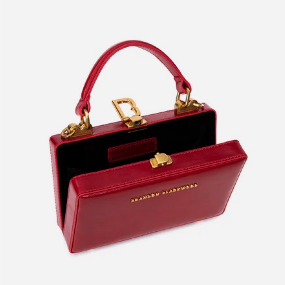 Brandon Blackwood Slim Trunk in Red Oiled Leather with Brass Gold Hardware - Picture 6 of 17